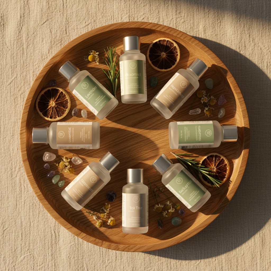 Dettaglio oli essenziali e cristalli